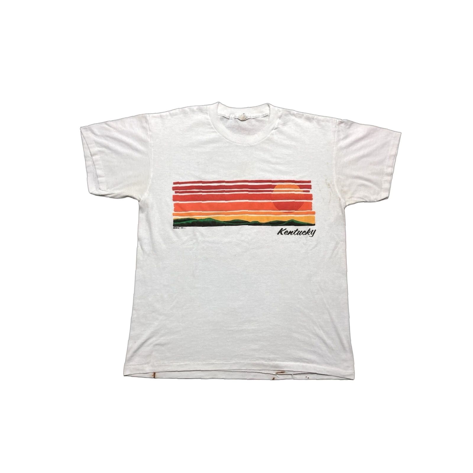 Sunray Sportswear VINTAGE 80s Sun Sportswear T-Shirt Kentucky Sunset Mountains White XL Men MENS Size US XL / EU 56 / 4 - 1 Thumbnail
