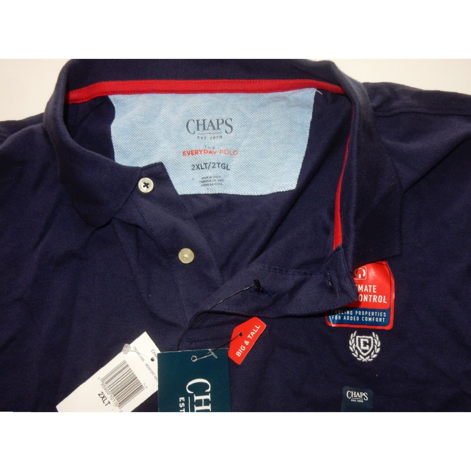 Chaps Chaps Polo Shirt NWT Men's Short Sleeve Blue 2XL Polo Shirt, Solid, Regular Size NWT (Chaps) Size US XXL / EU 58 / 5 - 5 Thumbnail