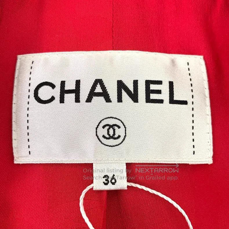 Chanel Chanel Red pearl button cotton lapel long-sleeved tweed kn Size XS / US 0-2 / IT 36-38 - 6 Thumbnail