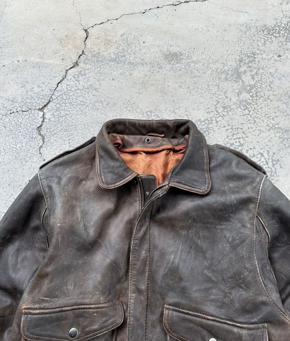 Vintage 🪖Vintage 80’s A2 Aviator Military Brown Leather Jacket Size US S / EU 44-46 / 1 - 8 Thumbnail