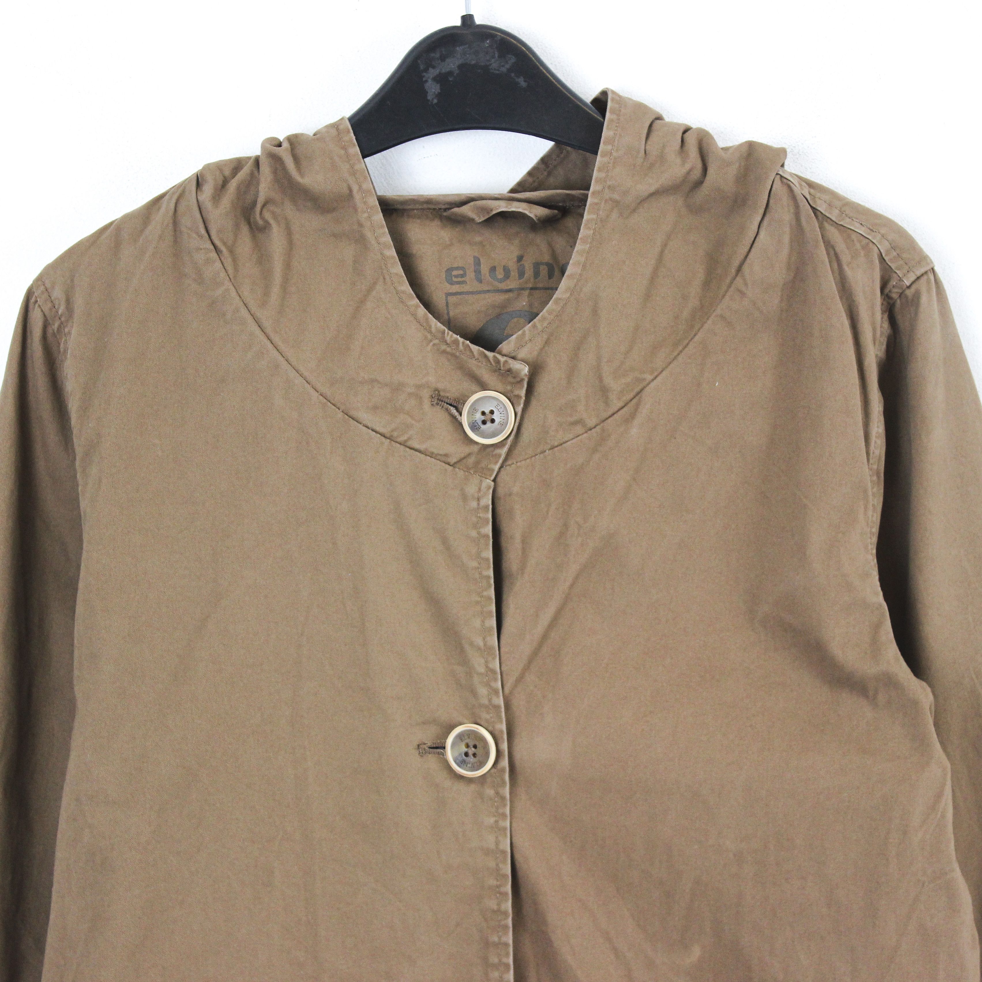 ELVINE Jacket Coat Parka Lightweight Hooded Outerwear Cotton Brown Size S / US 4 / IT 40 - 4 Thumbnail