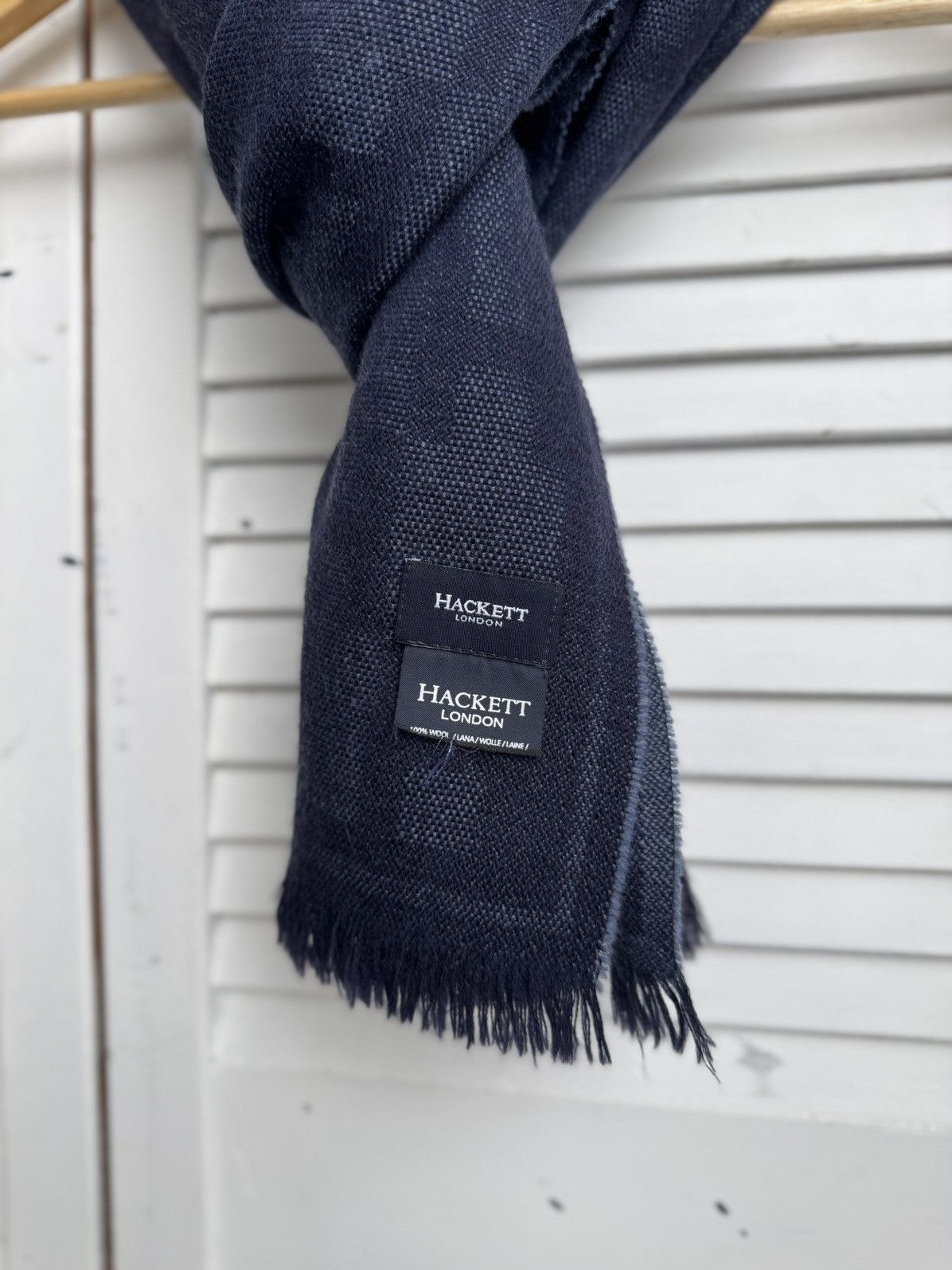 Hackett Hackett London Wool Long Scarf Navy Logo Pattern Size ONE SIZE - 10 Thumbnail