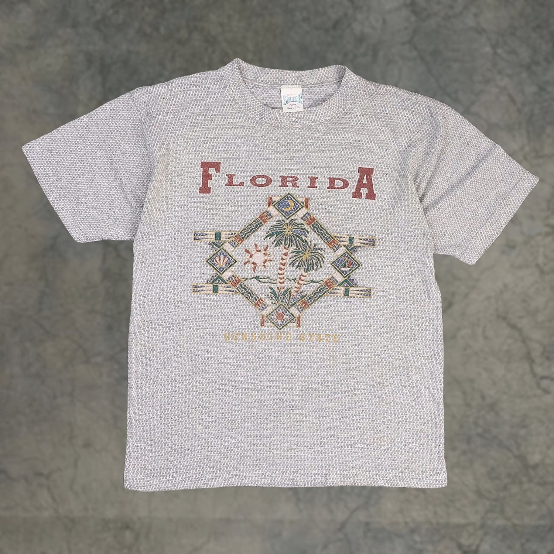 Vintage VINTAGE Florida USA Sunshine State T-Shirt Gray Short Sleeve Crew Neck M Men VTG 80s 90s Cotton Shirt Size US M / EU 48-50 / 2 - 1 Thumbnail