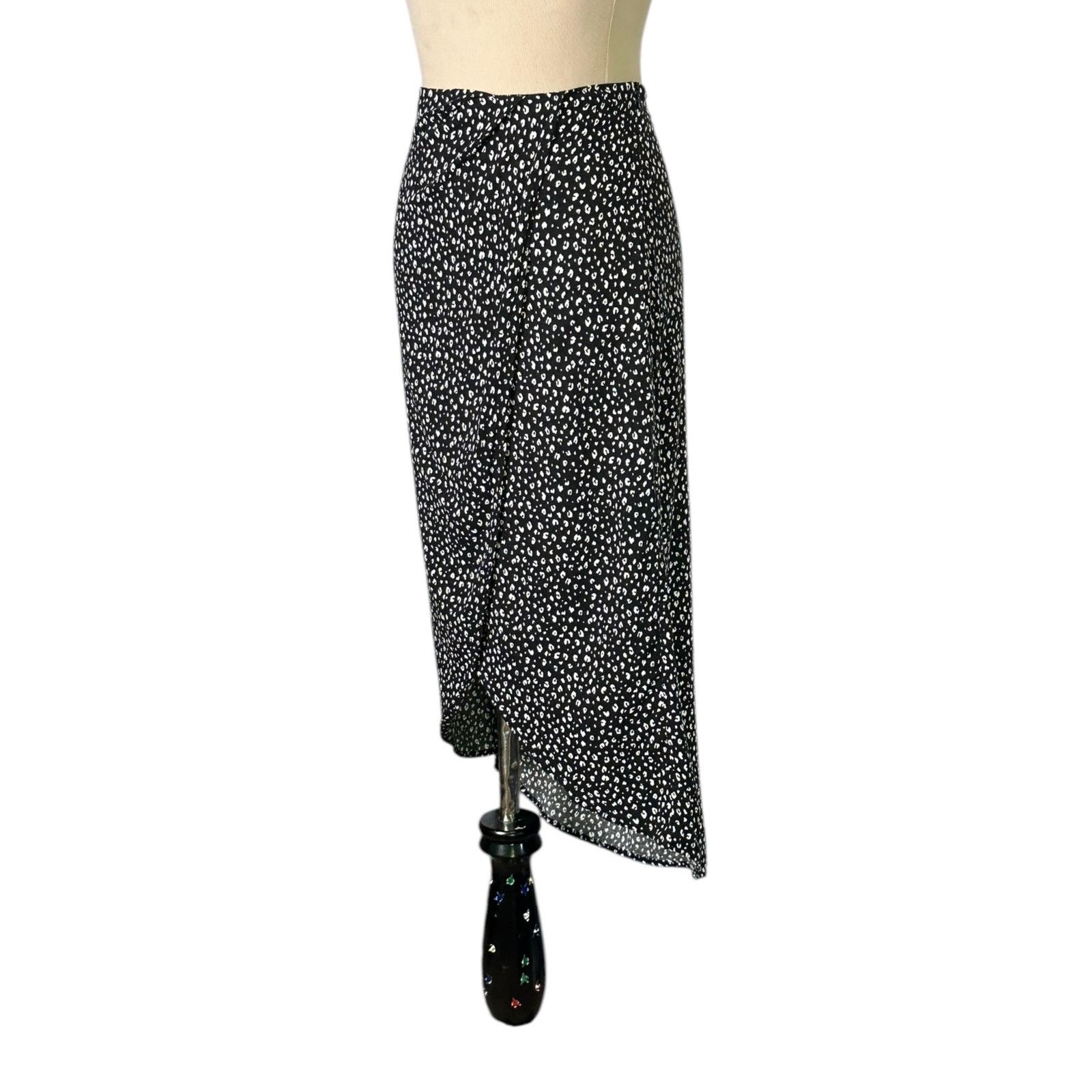 Other Urban Romantics black white faux wrap midi skirt size Large Size 34" / US 12 / IT 48 - 10 Thumbnail