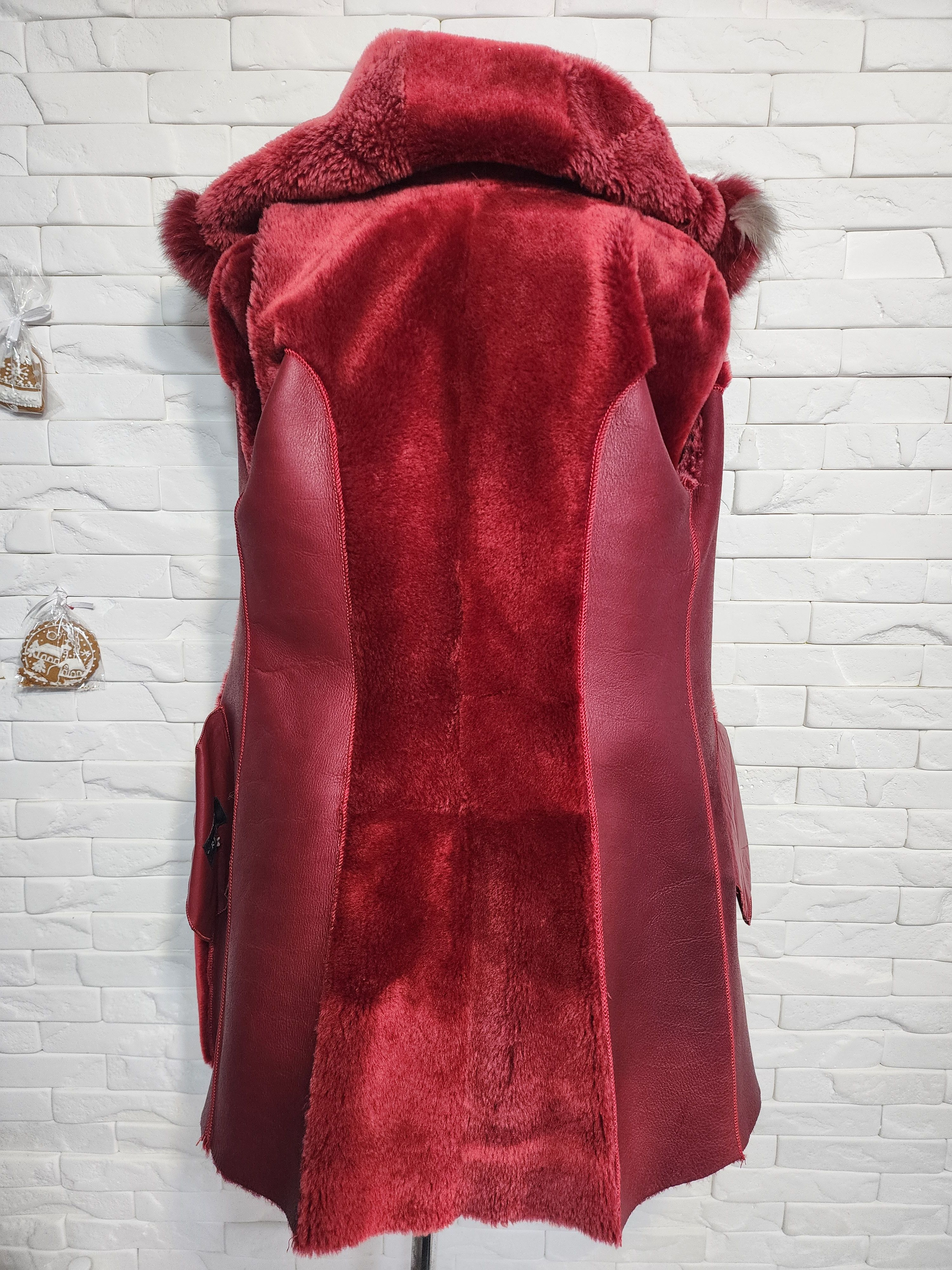 Furla Red Women's Sheepskin Coat: Genuine Fur Winter Hooded Jacket Size S / US 4 / IT 40 - 7 Thumbnail