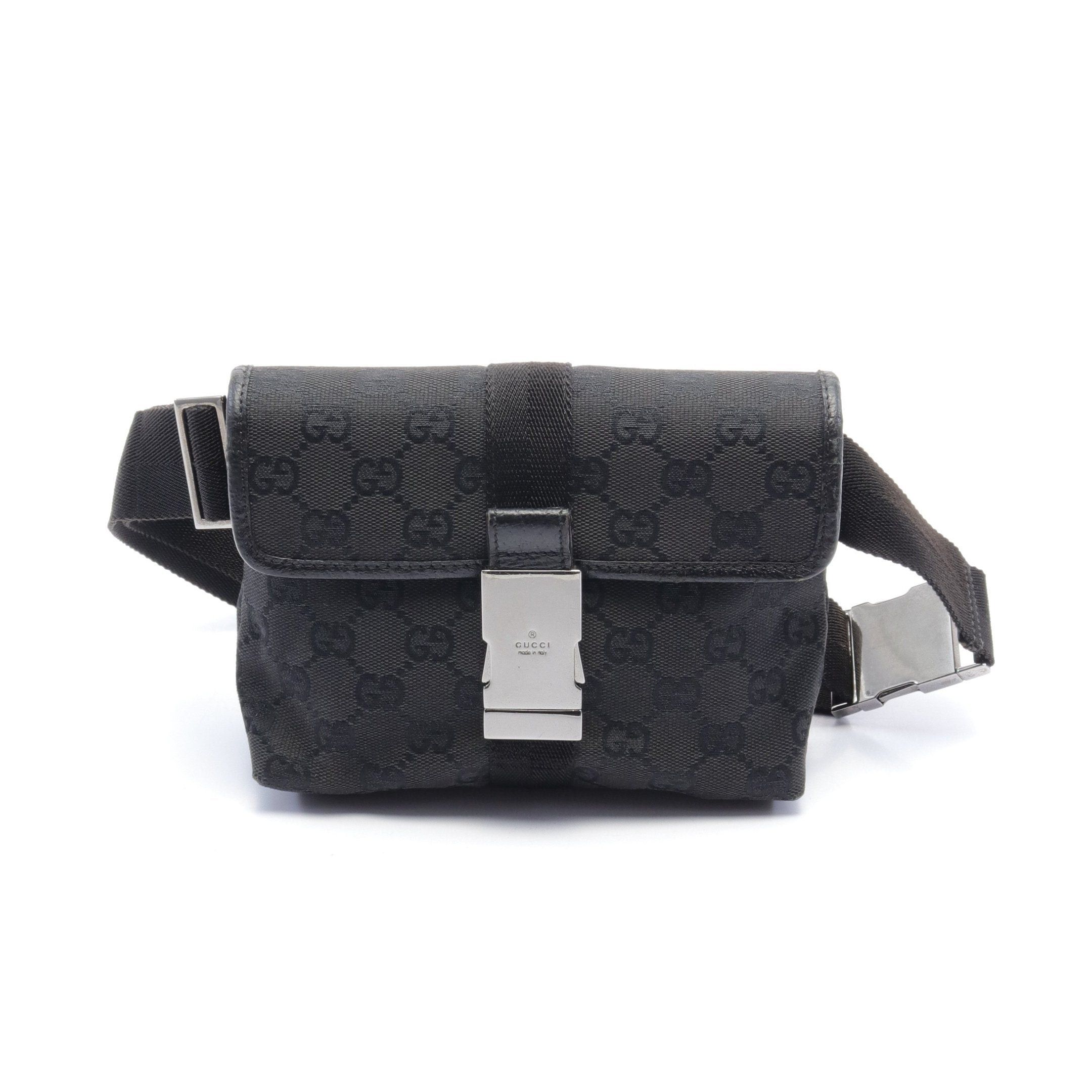 image of Gucci Gg Canvas Body Bag Waist Bag Canvas Leather Black, Women's