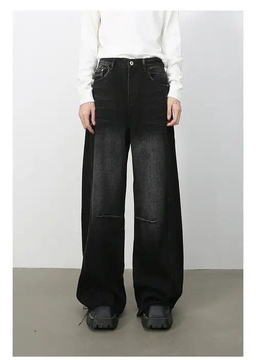 VIBE American trendy street patchwork men's straight loose jeans Size US 32 / EU 48 - 6 Thumbnail