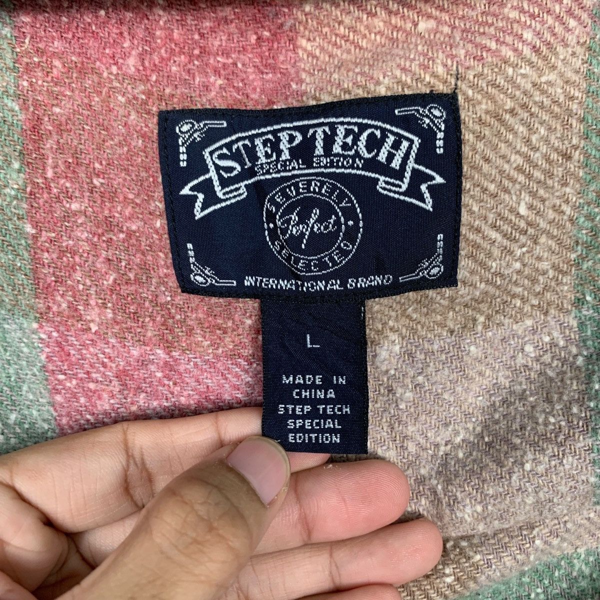 Flannel STEP TECH Checked Tartan Pink Flannel Work Shirt #1674-C74 Size US L / EU 52-54 / 3 - 16 Thumbnail