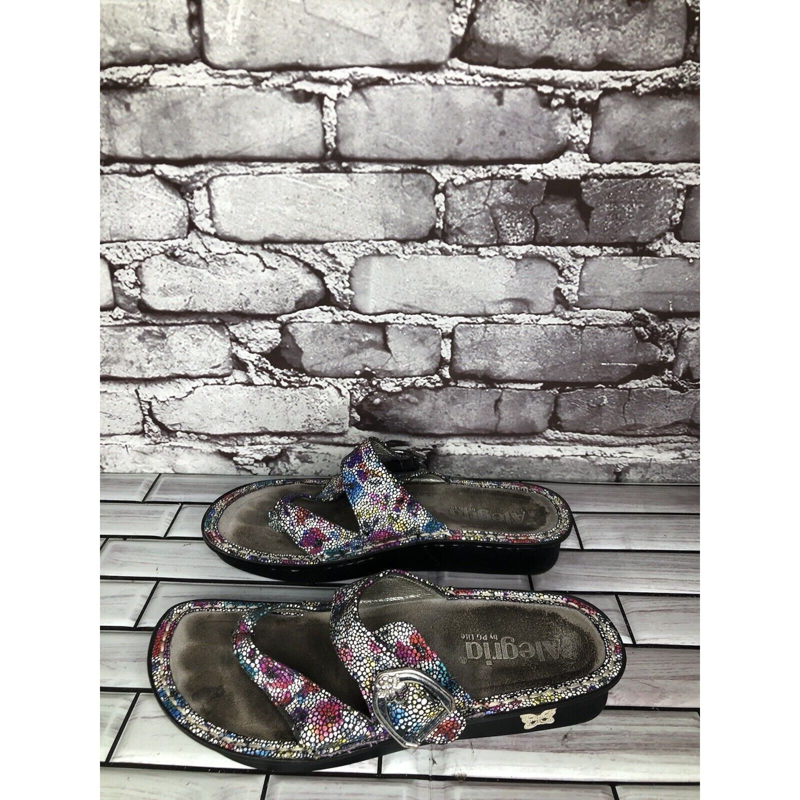Allegri Alegria Floral Print Thong Strap Casual Wedge Sandals Women Size US 6 / IT 36 - 6 Thumbnail