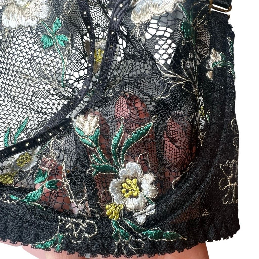 La Perla NWT Agent Provocateur Athena High Neck Lace Bra Top Black Mu Size ONE SIZE - 5 Thumbnail