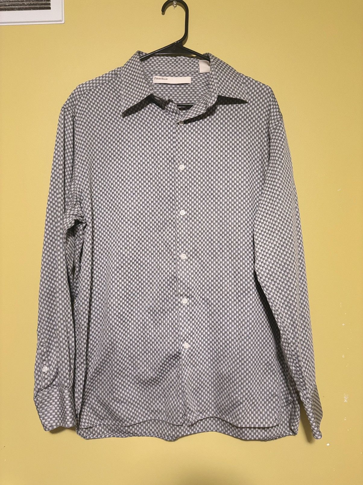 Perry Ellis Perry Ellis Button Down Shirt Men's Large Gray Plaid Size US L / EU 52-54 / 3 - 1 Thumbnail