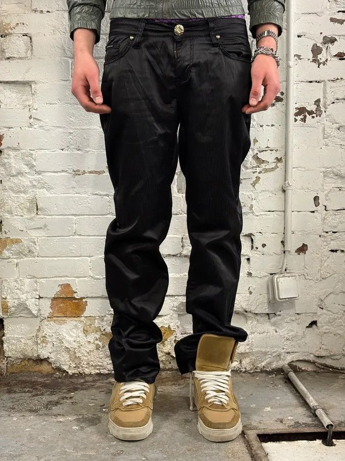 Dolce & Gabbana 2000s Dolce & Gabbana Black Obscure Shinny Pants Size US 30 / EU 46 - 2 Thumbnail