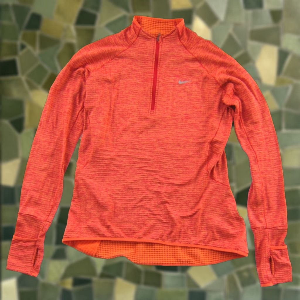 Nike Nike Dri-Fit Orange Stretch 1/4 Zip Pocket Run Workout Long Sleeve Top Women M Size M / US 6-8 / IT 42-44 - 1 Thumbnail