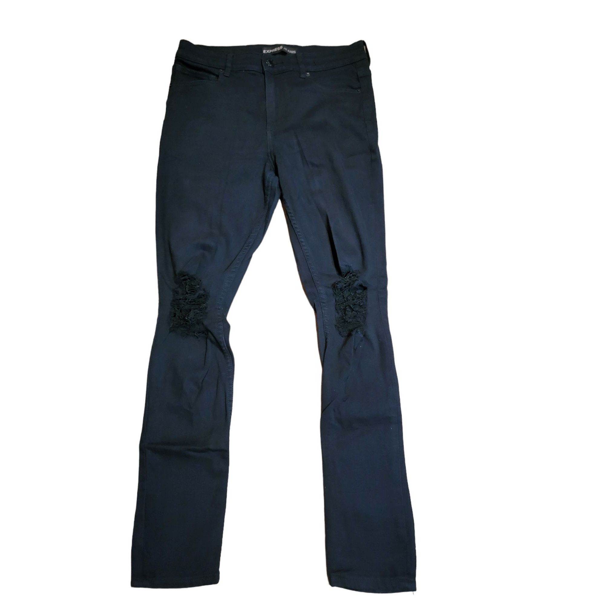 Express Express Leggings Jeans Women Sz 10 Denim Distressed Black Bo Size 32" / US 10 / IT 46 - 2 Thumbnail