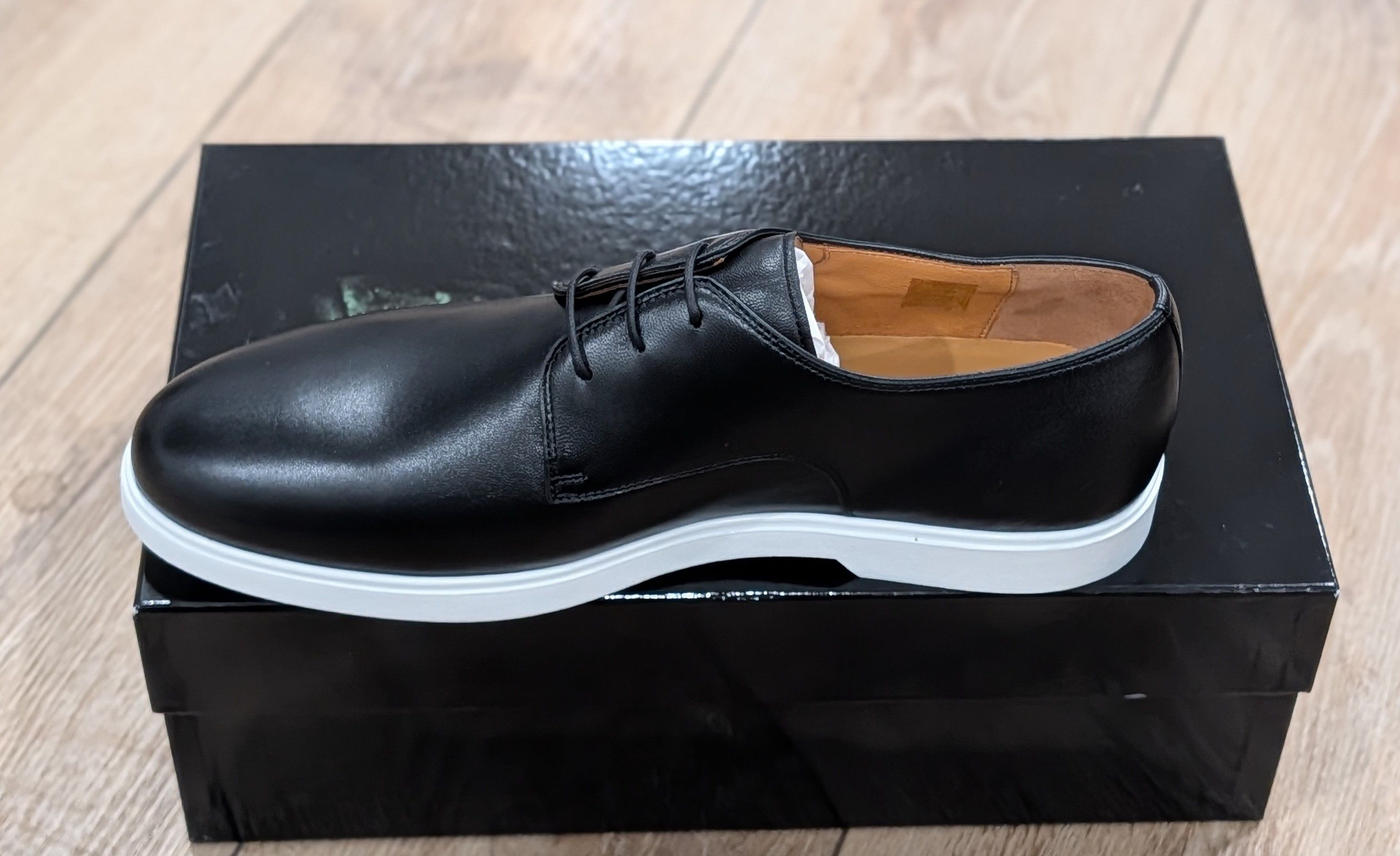 Magnanni MAGNANNI "Lobo" Leather Derby Dress Shoes Black/White 11.5 Size US 11.5 / EU 44-45 - 5 Thumbnail