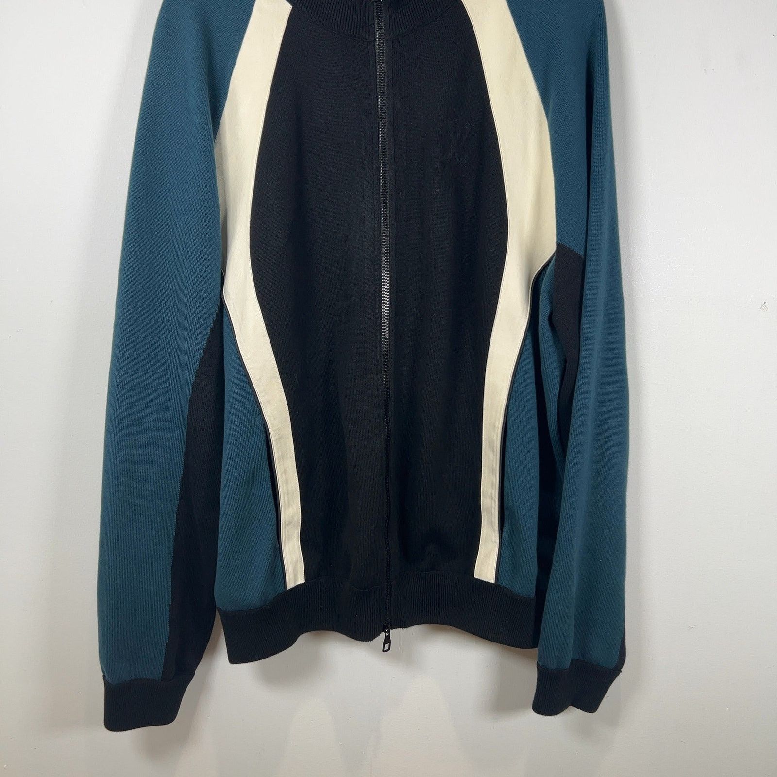 Louis Vuitton Louis Vuitton Color Block Leather/Knit Track Jacket Size US XXL / EU 58 / 5 - 3 Thumbnail