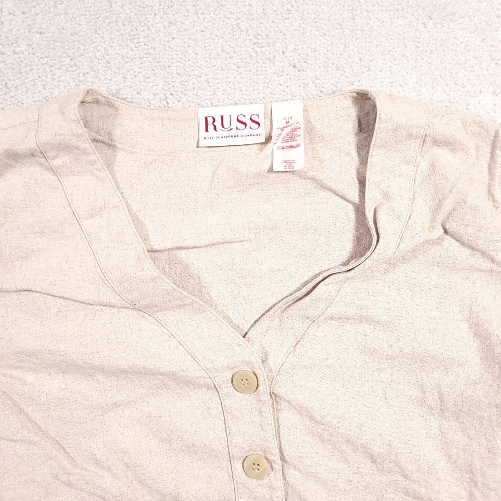 Liz Claiborne Liz Claiborne Blazer Cardigan Shirt Women's Medium 8/10 Linen Button Front RUSS Size M / US 6-8 / IT 42-44 - 3 Thumbnail