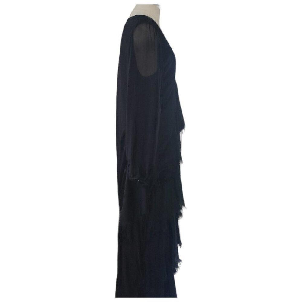 Designer CT1568 NT by Amati Black Layered Dress Sequined Neck Trim L Size L / US 10 / IT 46 - 8 Thumbnail