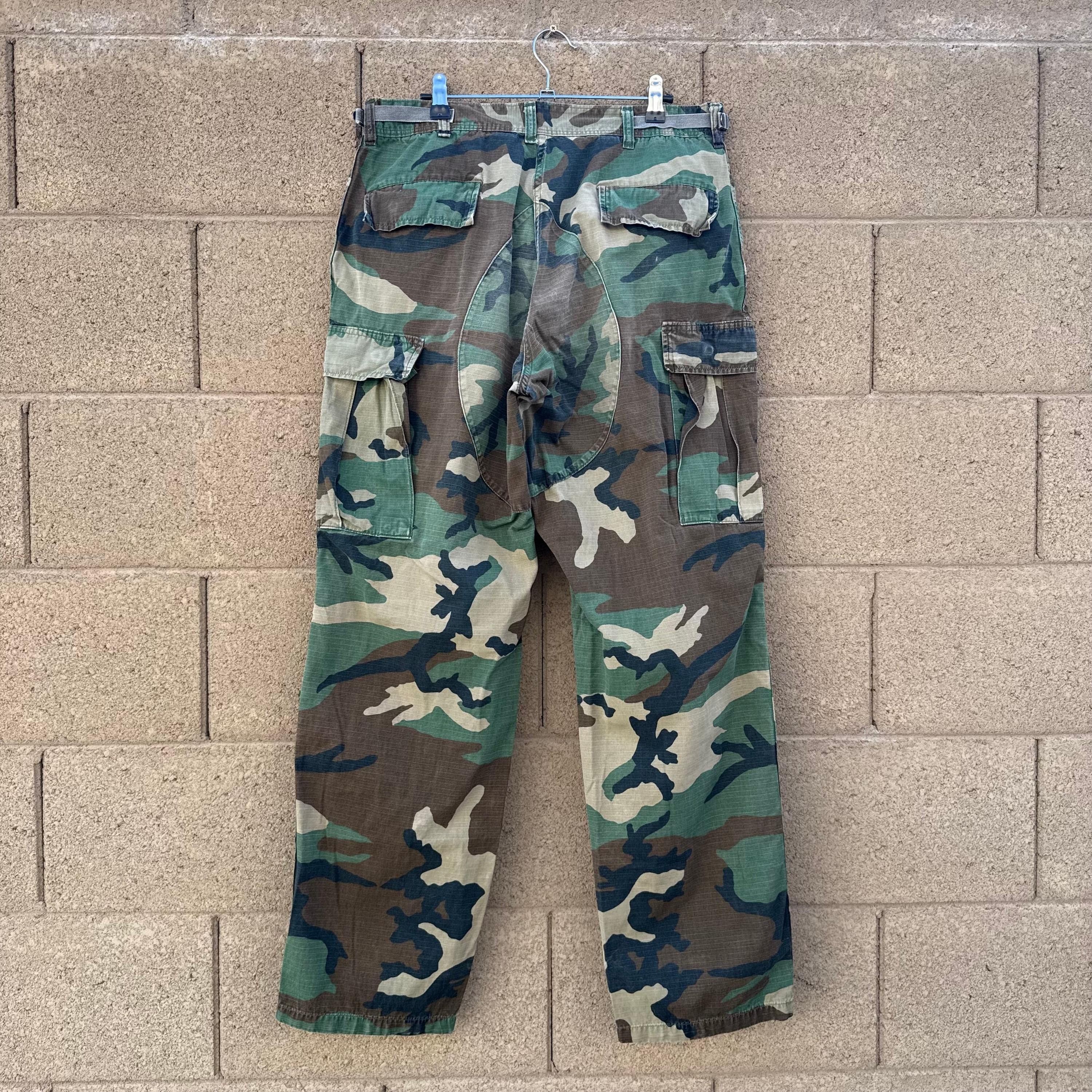 Vintage 80's US Military Woodland Camo Ripstop Cargo Pants Size US 33 - 2 Thumbnail