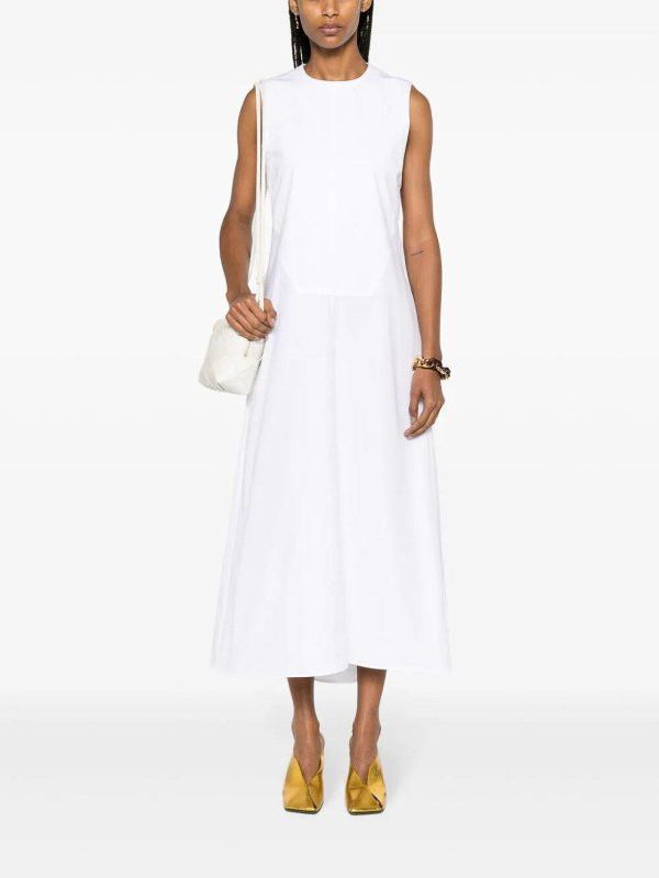 Jil Sander o1mt1gz0625 Midi Dress in White Size M / US 6-8 / IT 42-44 - 2 Thumbnail