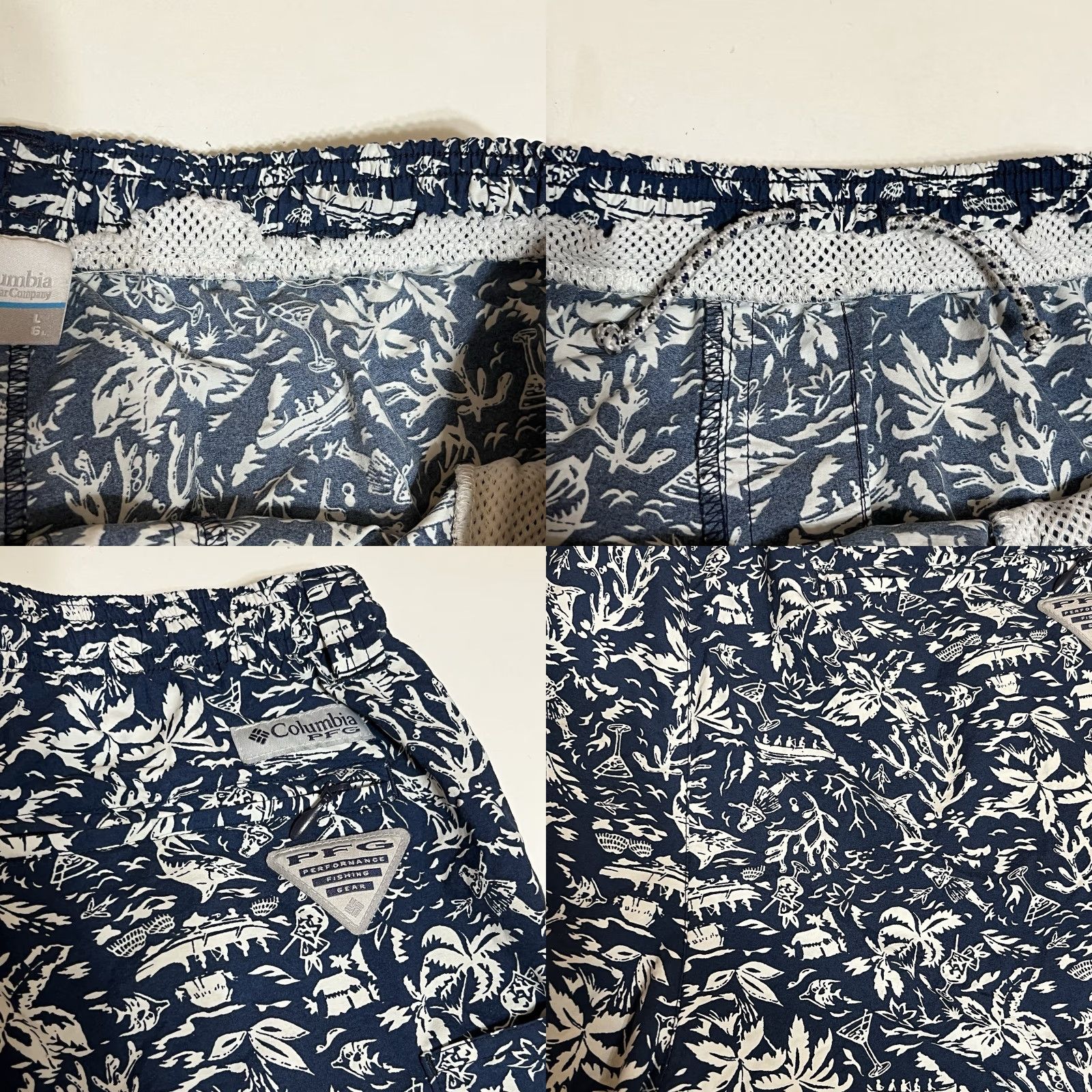 Vintage Columbia Swim Trunks Mens L Blue PFG Trunks Bottom Drawstring Elastic Waist Pockets Vintage No Size US 33 - 8 Thumbnail