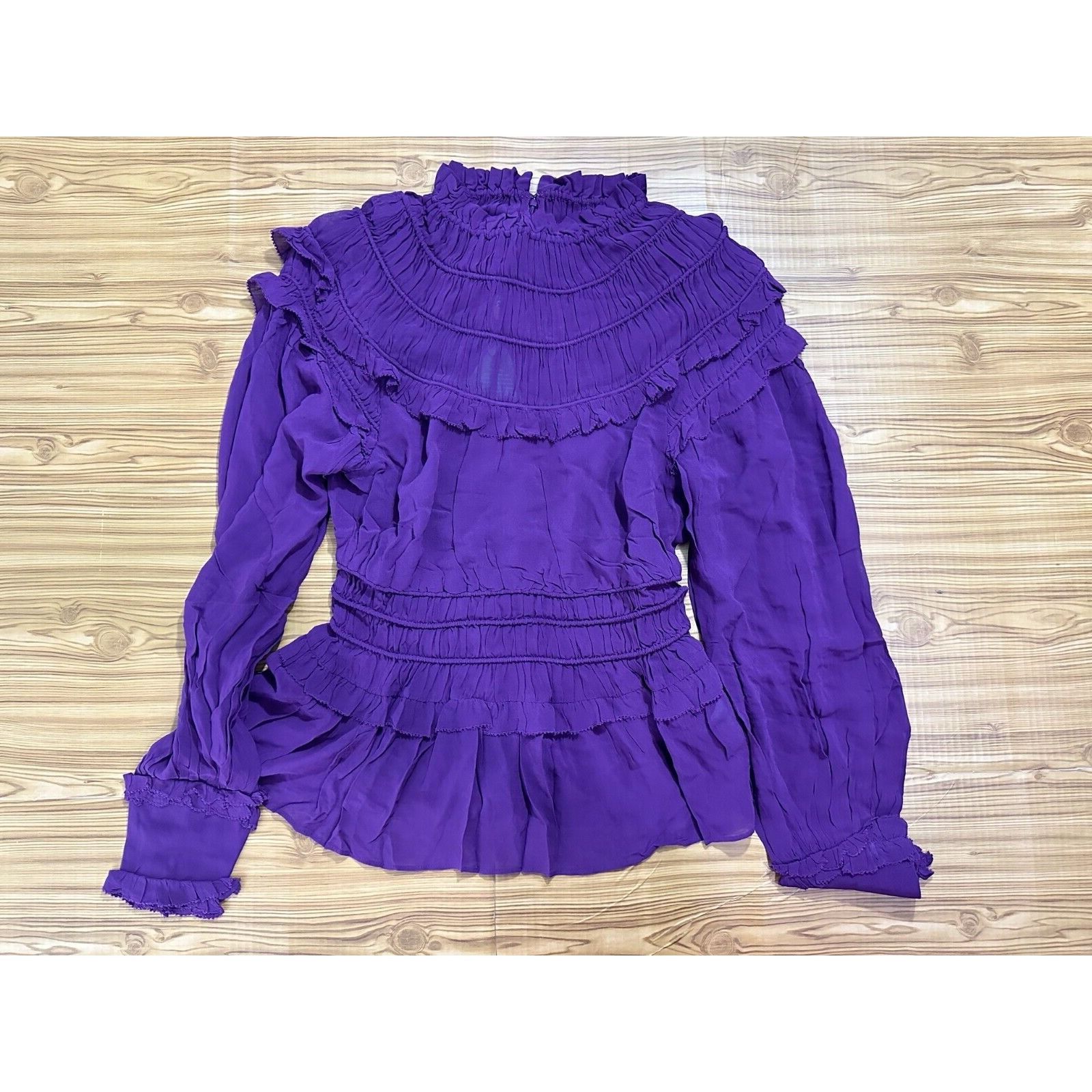 Farm Rio Farm Rio Burgundy Ruffled Blouse Size S NWT MSPR 185 Size S / US 4 / IT 40 - 3 Thumbnail