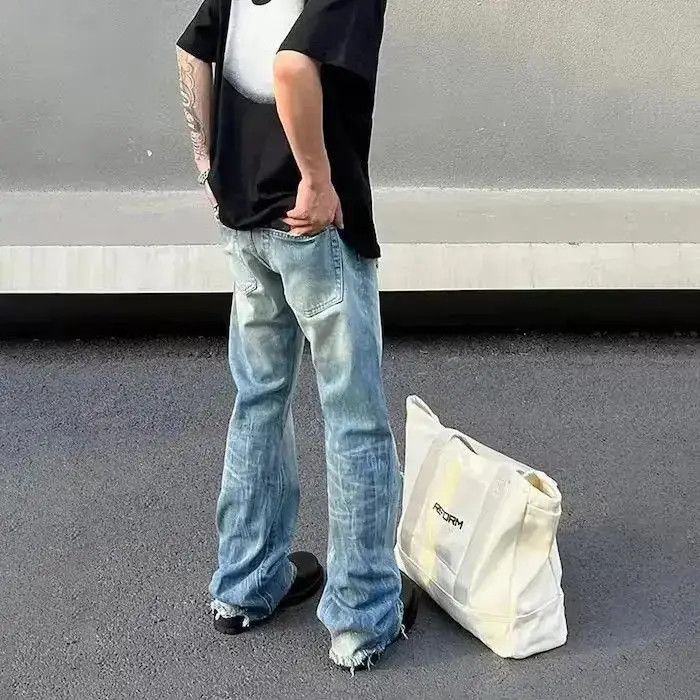 Japanese Brand Distressed Stack Baggy Jeans, Flared Jeans Size US 32 / EU 48 - 3 Thumbnail