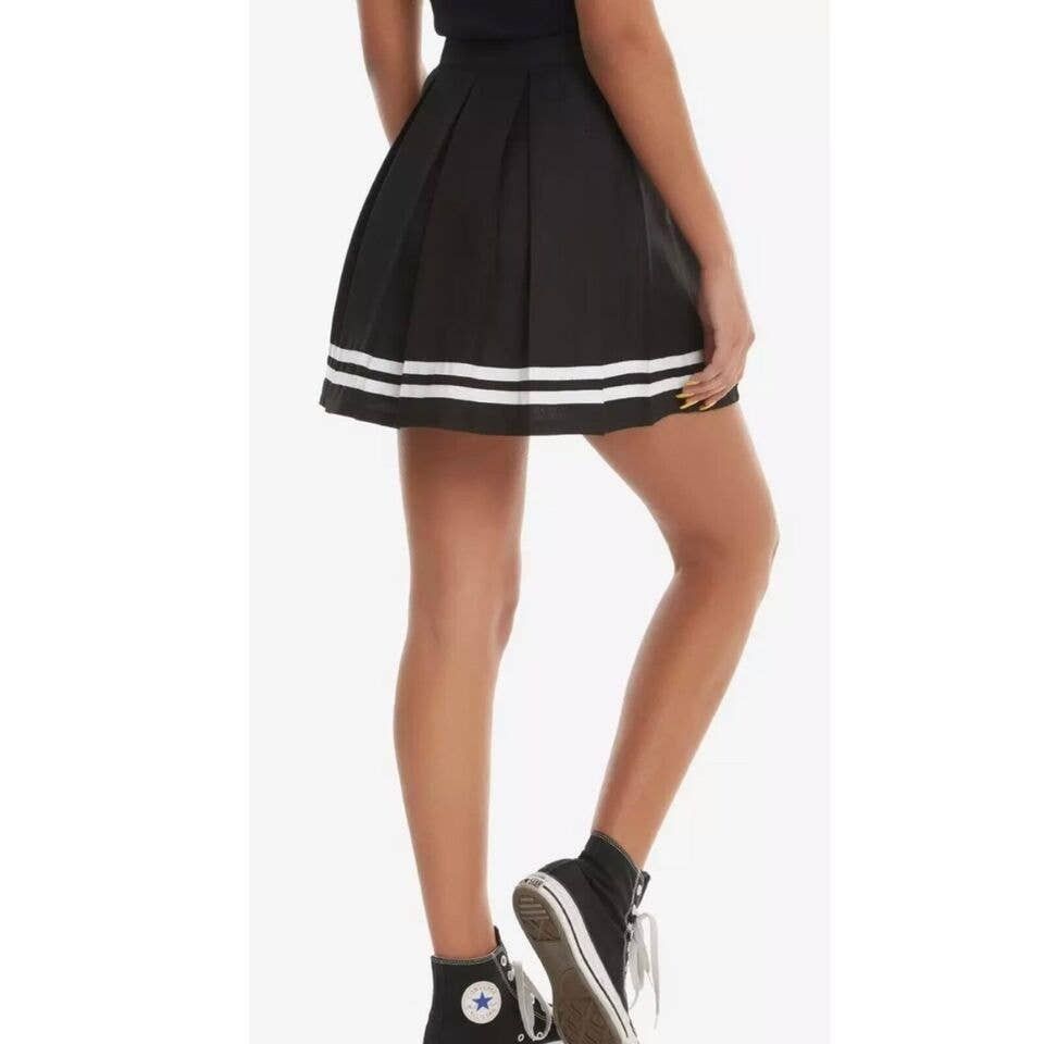 Hot Topic Hot Topic | Black w/ White Stripes Mini Cheer Skirt | Size M Size 28" / US 6 / IT 42 - 3 Thumbnail