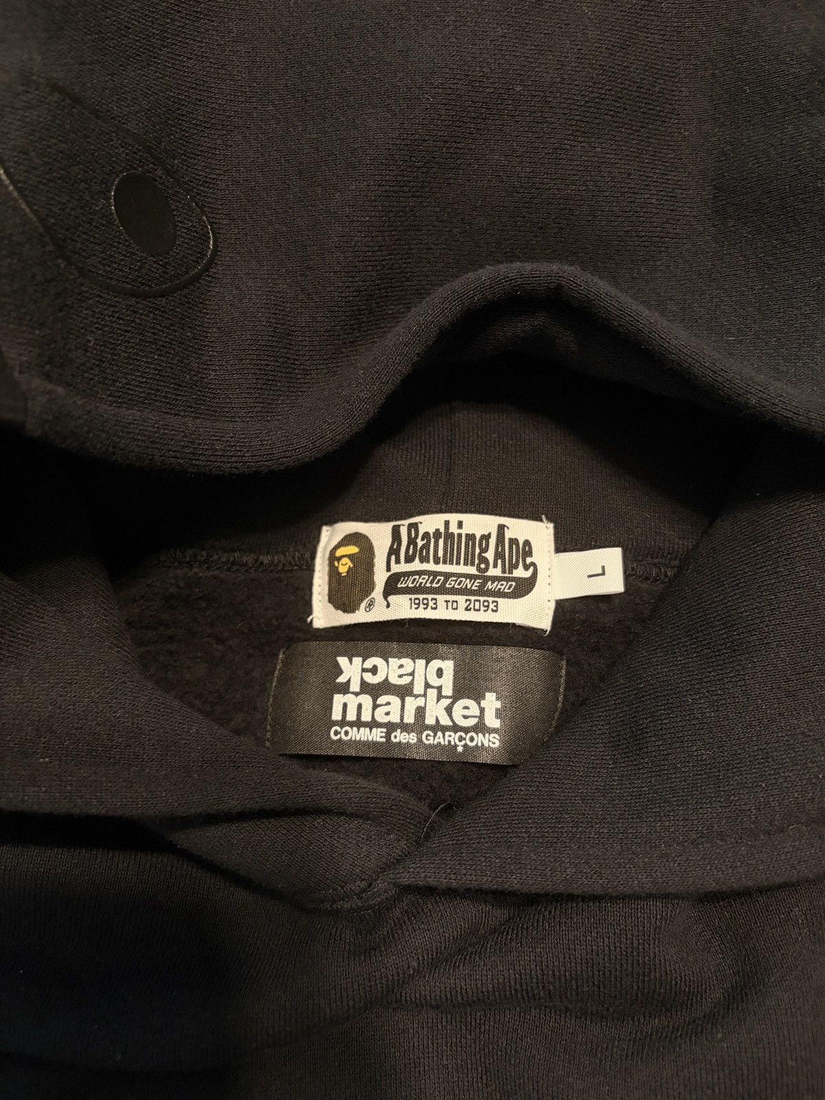 Bape A Bathing Ape x COMME des GARÇONS Black Market Shark Hoodie Size US L / EU 52-54 / 3 - 8 Thumbnail