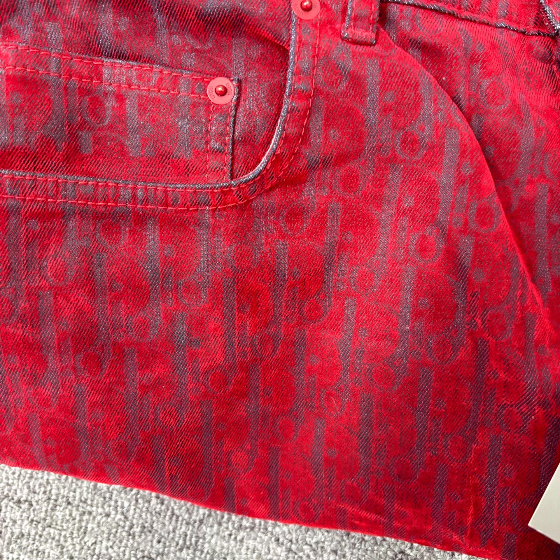 Dior Dior Red Rabbit Flocked Logo Jeans 31 NWT Size US 31 - 6 Thumbnail