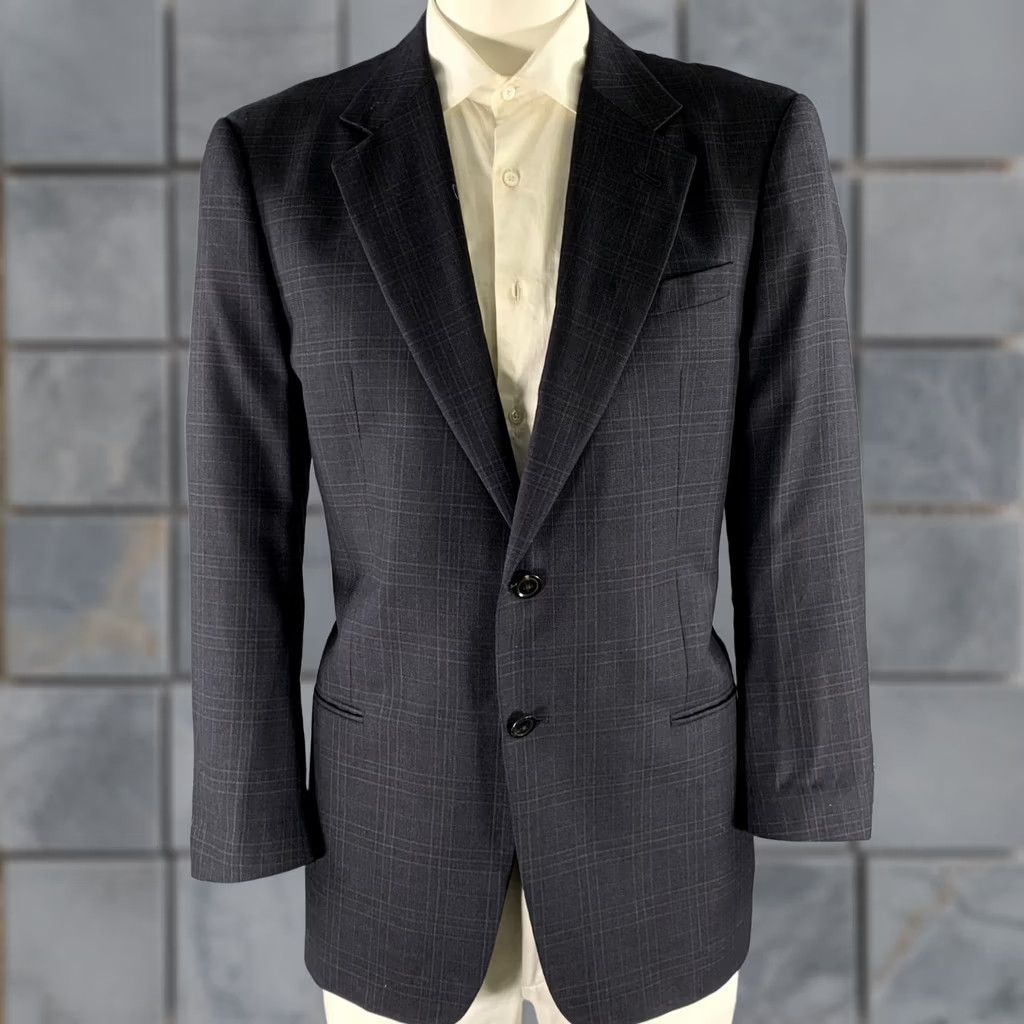Armani ARMANI COLLEZIONI Sport Coat Size 44 Navy Plaid Wool Notch Lapel Size US S / EU 44-46 / 1 - 1 Thumbnail