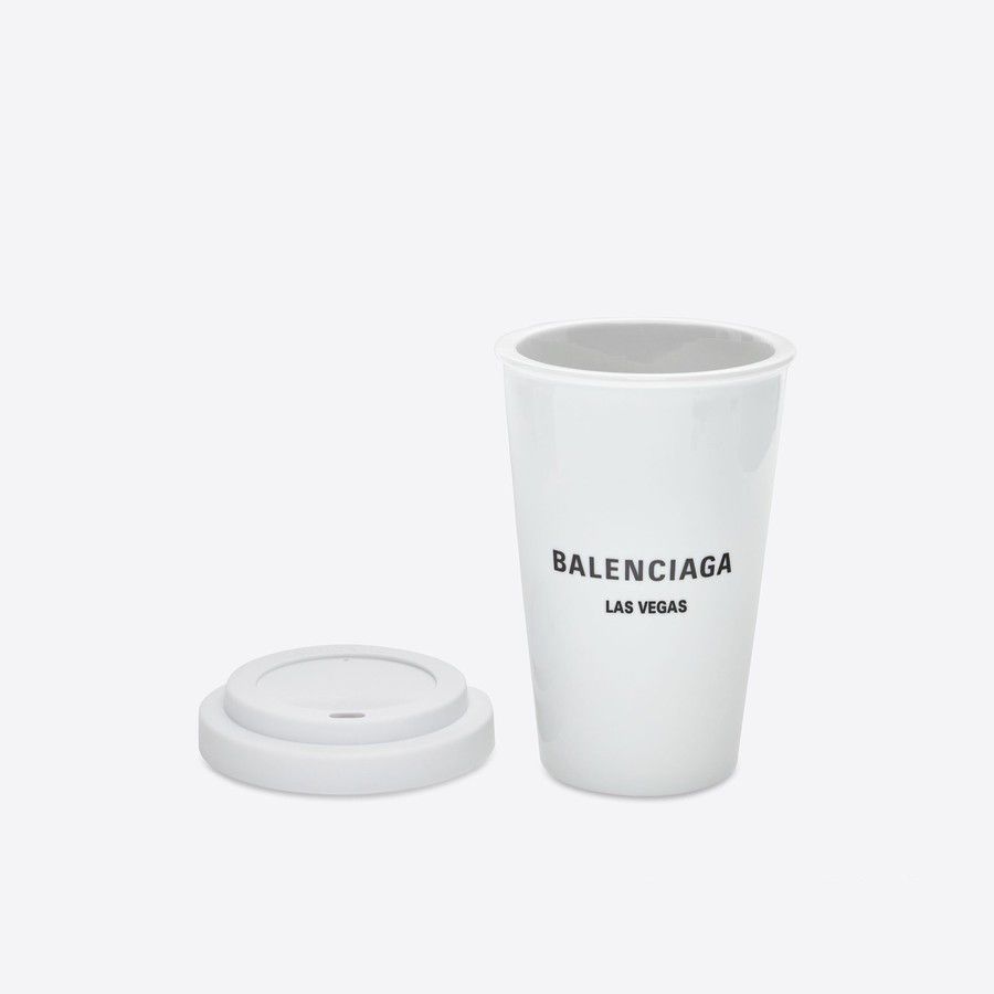 Balenciaga o1srvl11e0825 Size: OS / Las Vegas Coffee Cup in White Size ONE SIZE - 3 Thumbnail