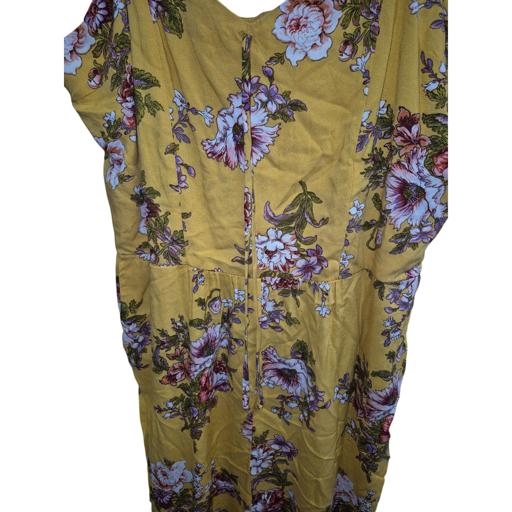 Other Yellow Floral Sleeveless Jumpsuit With Adjustable Straps & S Size XXL / US 16-18 / IT 52-54 - 3 Thumbnail