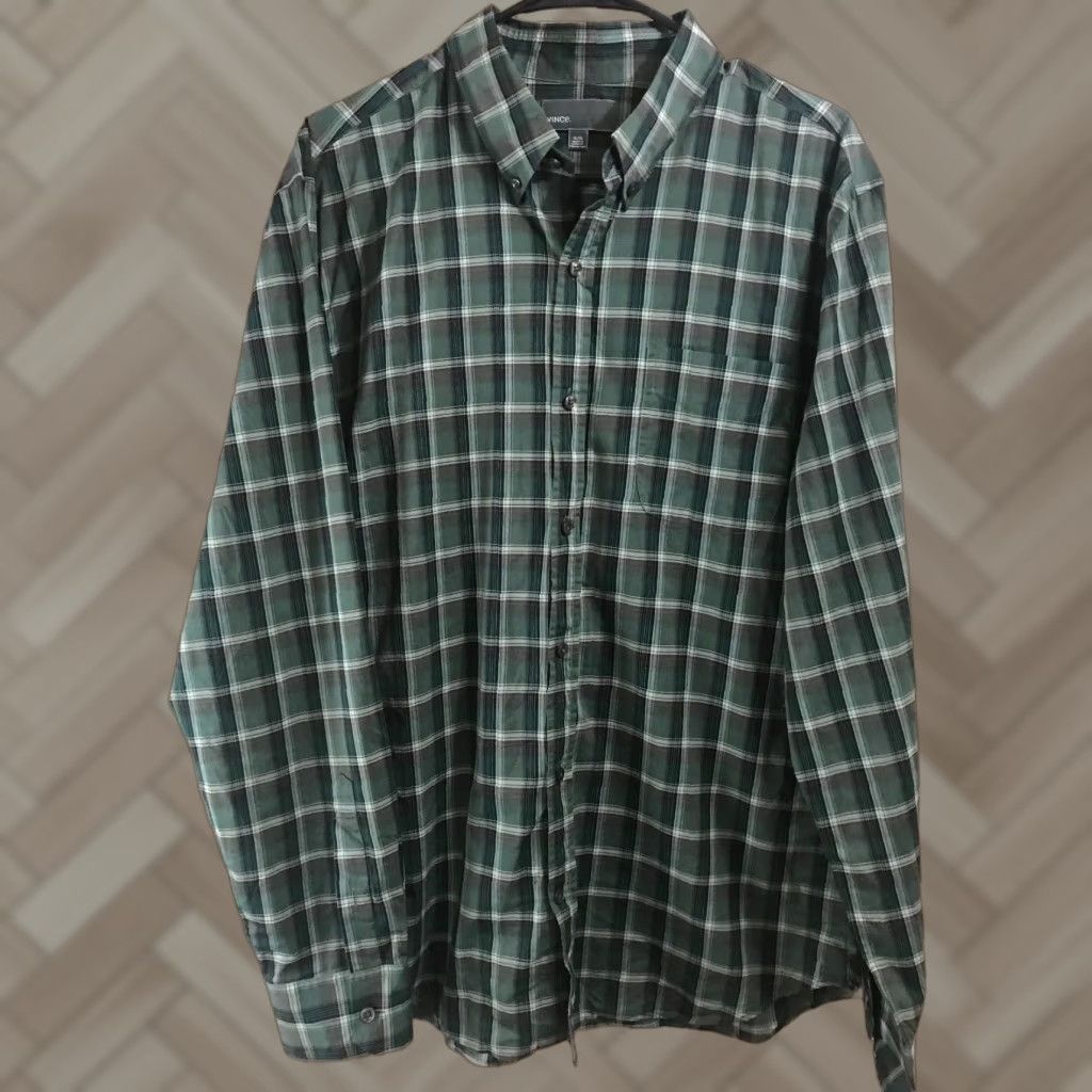 Vince Vince Mens Plaid Long Sleeve Button-Up XL Green Shirt Size US XL / EU 56 / 4 - 1 Thumbnail