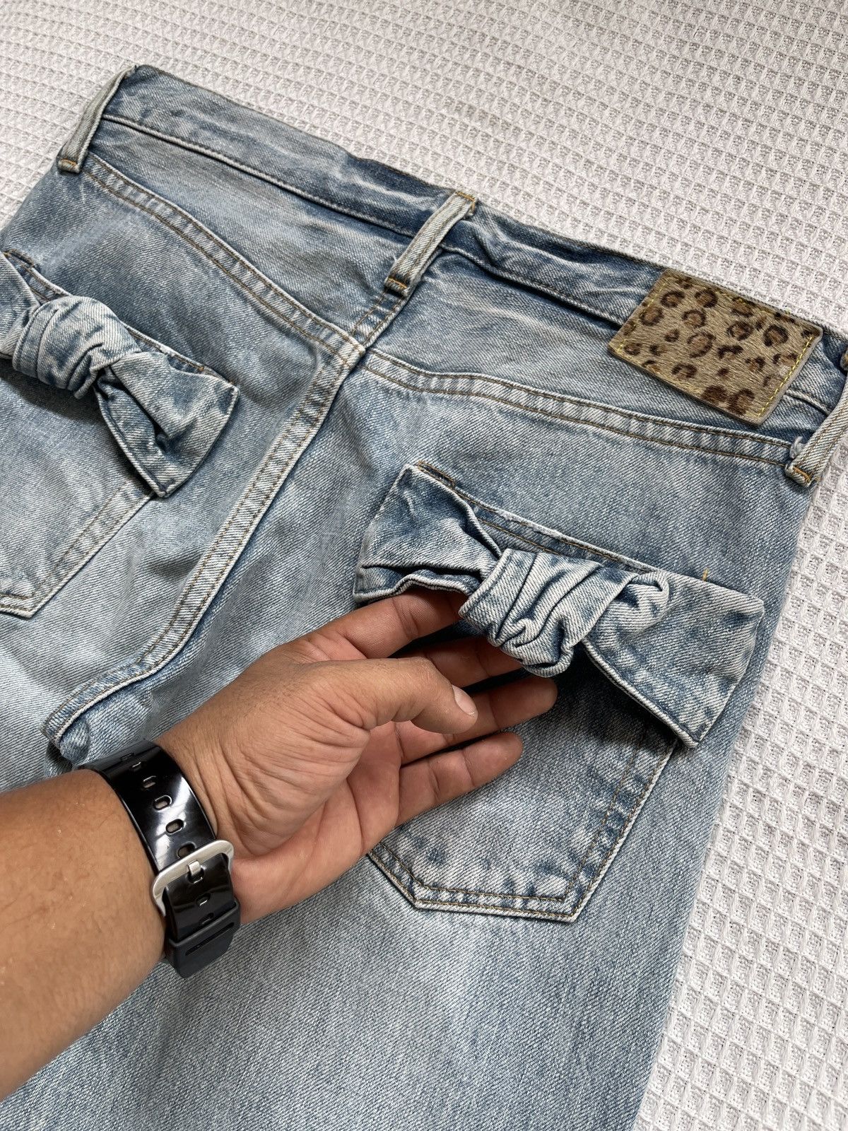 Japanese Brand Rare🔥Vtg MUVEIL Selvedge Redline Light Blue Jeans Size US 33 - 7 Thumbnail