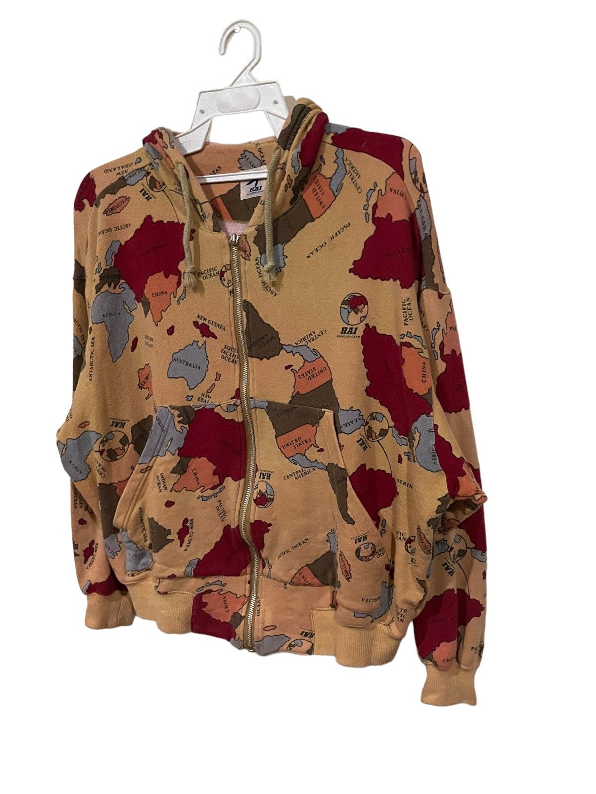 Hai Sporting Gear Issey Miyake Hai Sporting Gear 80s AOP Map Distressed Hoodie Size US M / EU 48-50 / 2 - 3 Thumbnail