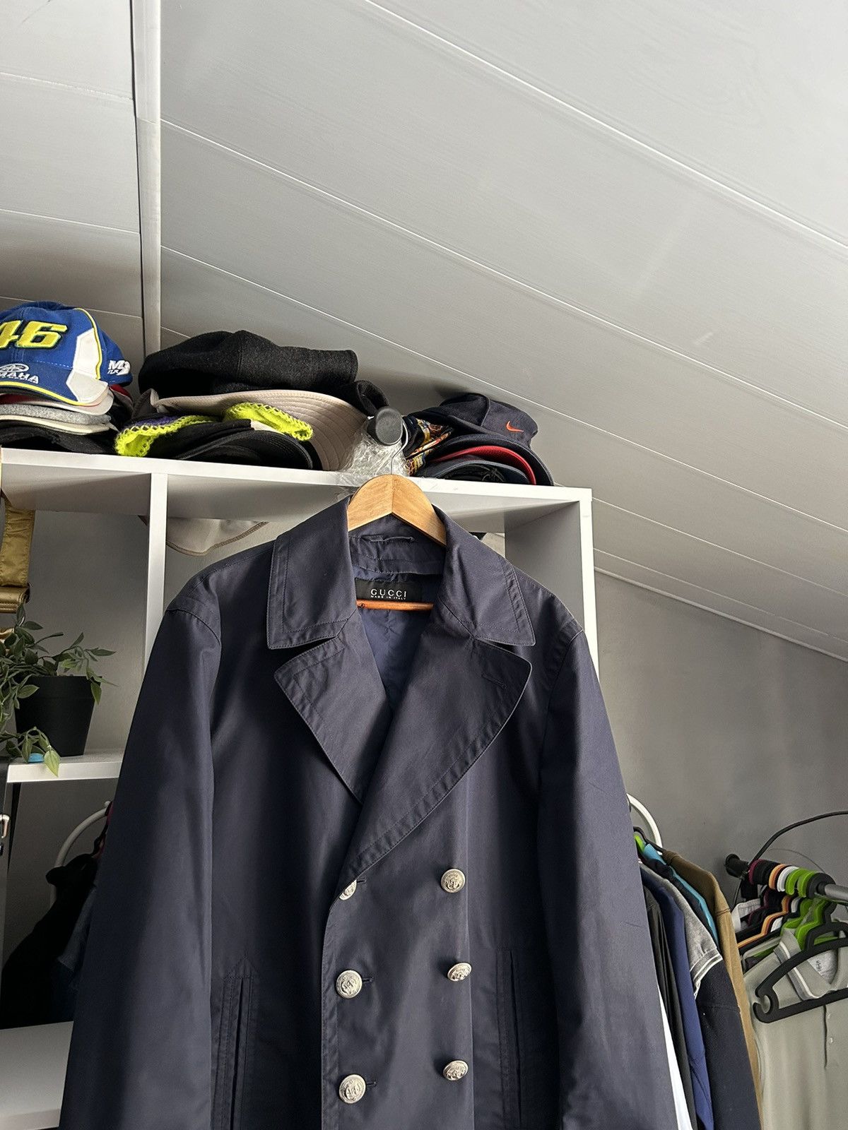Gucci Gucci Navy Double Breasted Coat Jacket size-54 Size US L / EU 52-54 / 3 - 2 Thumbnail