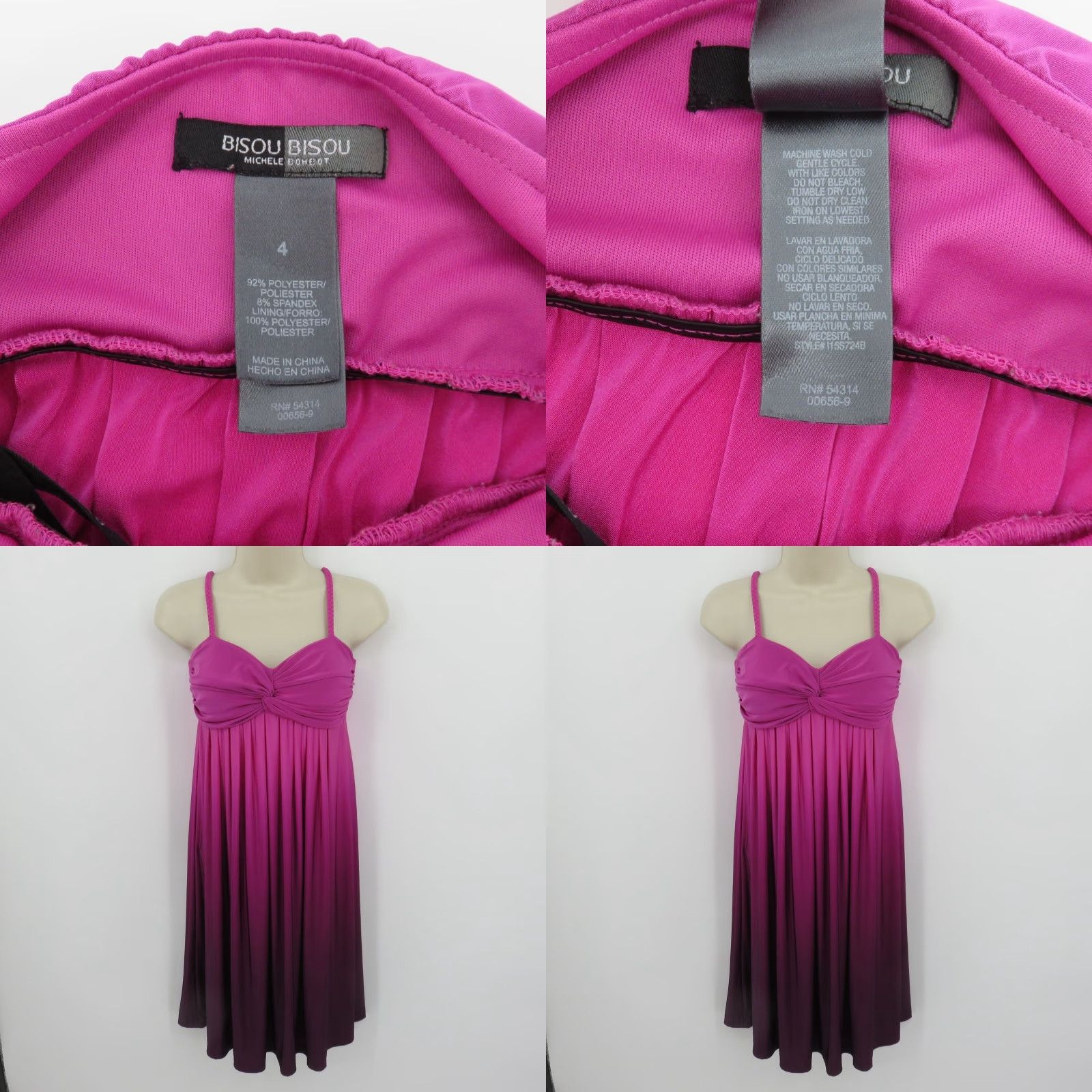 Twisted X VINTAGE Bisou Bisou Women 4 Purple Gradient Twisted Strap Sweetheart Dress Y2K 2000s VTG Dress Womens 4 Purple Size S / US 4 / IT 40 - 8 Thumbnail