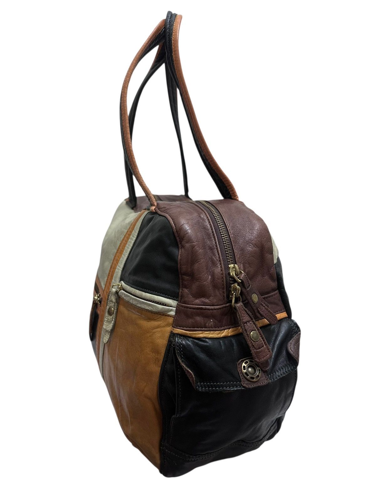 Genuine Leather RARE 🇯🇵 Masterpiece MSPC Multicolor Leather Boston Duffle Bag Size ONE SIZE - 3 Thumbnail