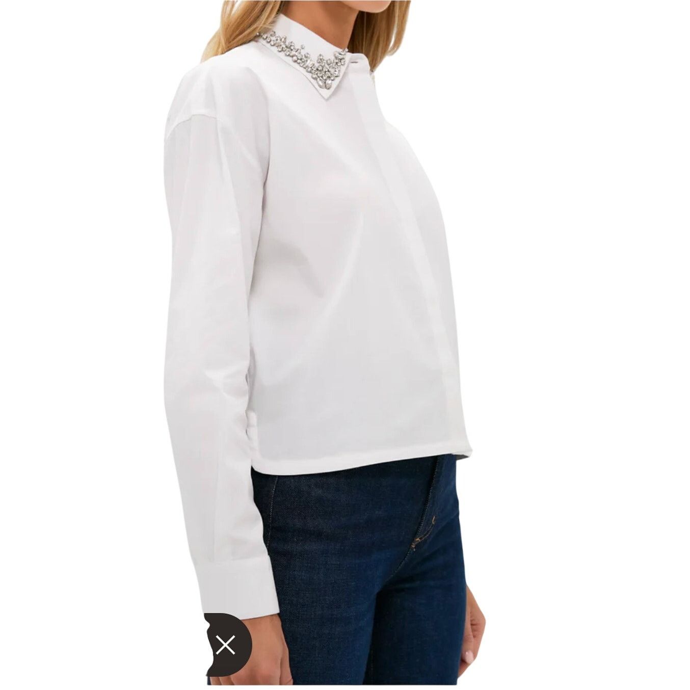 Other EUC Tuckernuck Cropped Jasper Button-Down Blouse Large Size L / US 10 / IT 46 - 3 Thumbnail