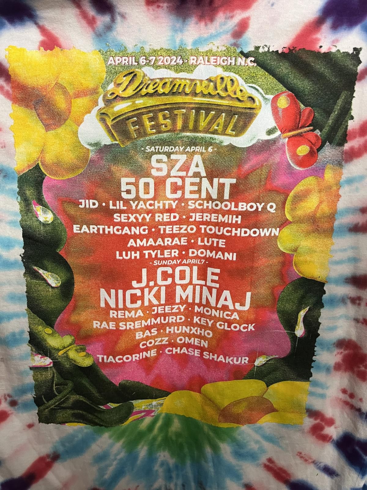 Designer Dreamville Festival T-shirt Tie Dye 2024 J. Cole / 50 Cent Size US XL / EU 56 / 4 - 5 Thumbnail