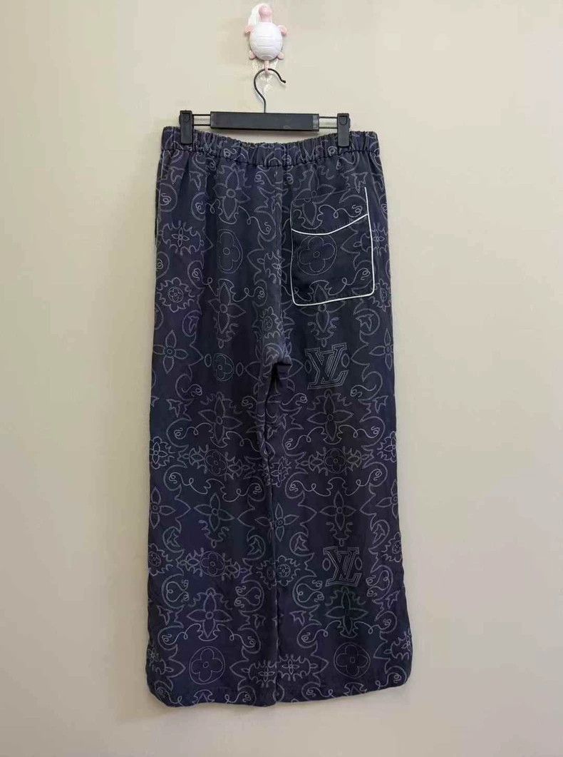 Louis Vuitton LOUIS VUITTON Black Gray Silk Logo Pants- Size 37" - 4 Thumbnail