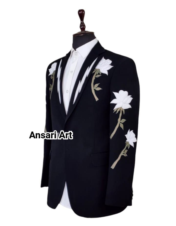 Other Men 2PC Customized floral embroidery western cocktail outfit Size 44S - 4 Thumbnail