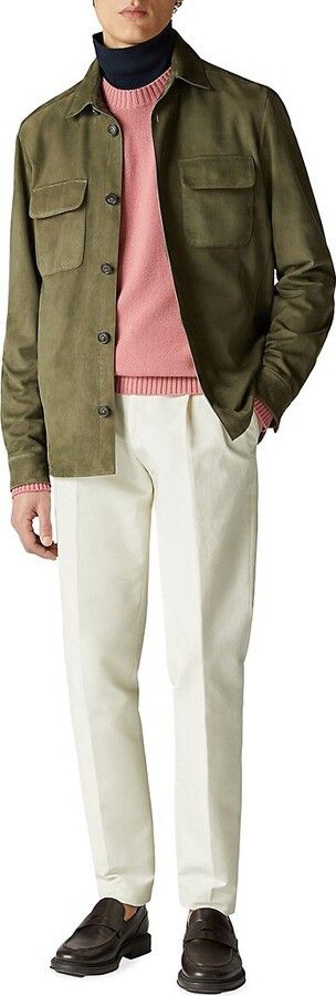 Loro Piana o1w1db10724 Lowe Suede Overshirt in Green Size US M / EU 48-50 / 2 - 2 Thumbnail