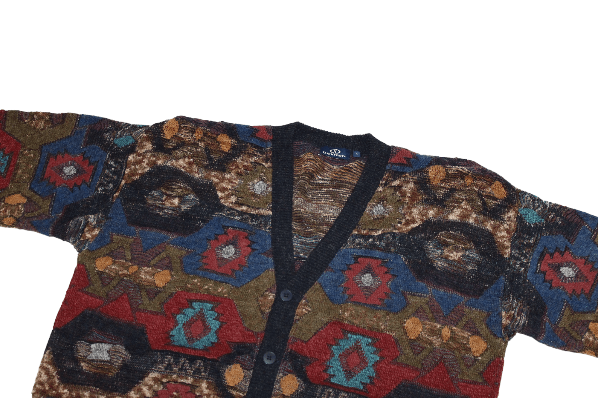 Homespun Knitwear VTG Devred Paris Navajo Pattern Crochet Cardigan Size US XXL / EU 58 / 5 - 4 Thumbnail