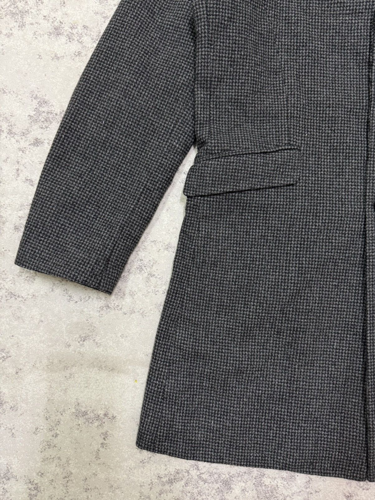 Tete Homme TETE HOMME GREY HOUNDSTOOTH WOOL OVERCOAT JACKET Size US M / EU 48-50 / 2 - 5 Thumbnail