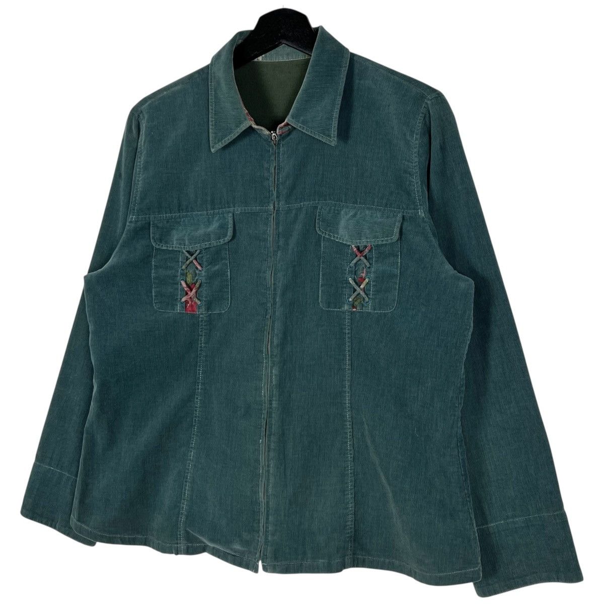 Longchamp 90s Vintage Longchamp Corduroy Zipper Shirt Size M / US 6-8 / IT 42-44 - 4 Thumbnail