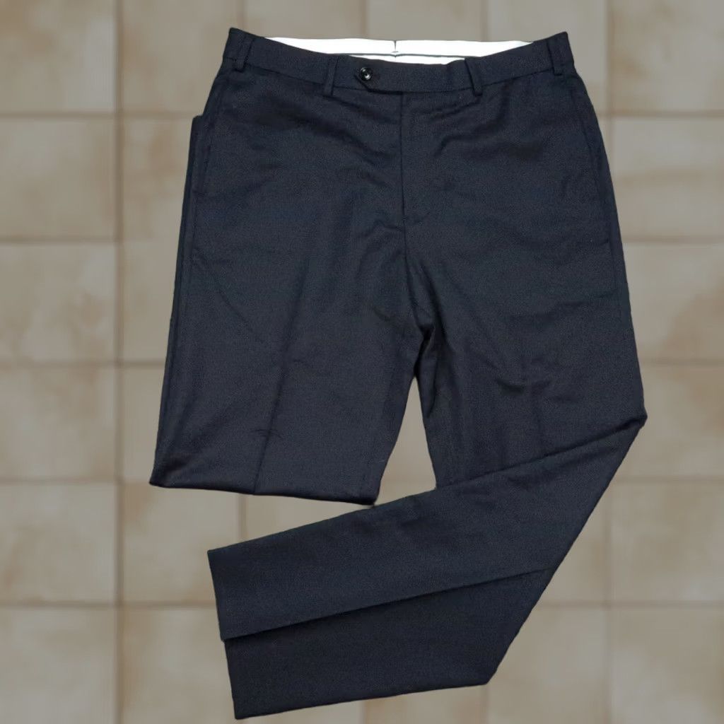 Brooks Brothers Brooks Brothers Mens 35x32 Blue BrooksFlex Wool Dress Pants Flat Front Size US 35 - 1 Thumbnail