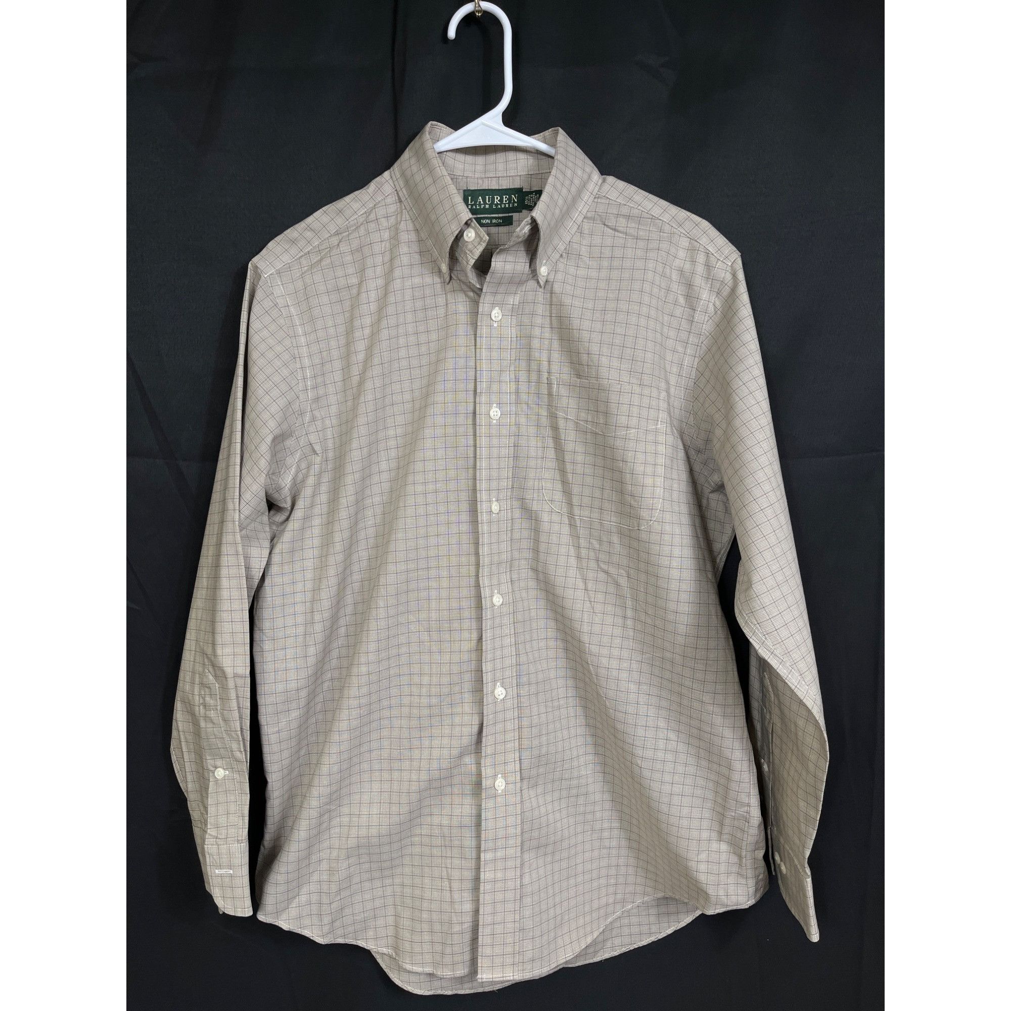 Lauren Ralph Lauren Lauren Ralph Lauren SKU 7776 Mens Beige Plaid Long Sleeve Bu Size US M / EU 48-50 / 2 - 1 Thumbnail