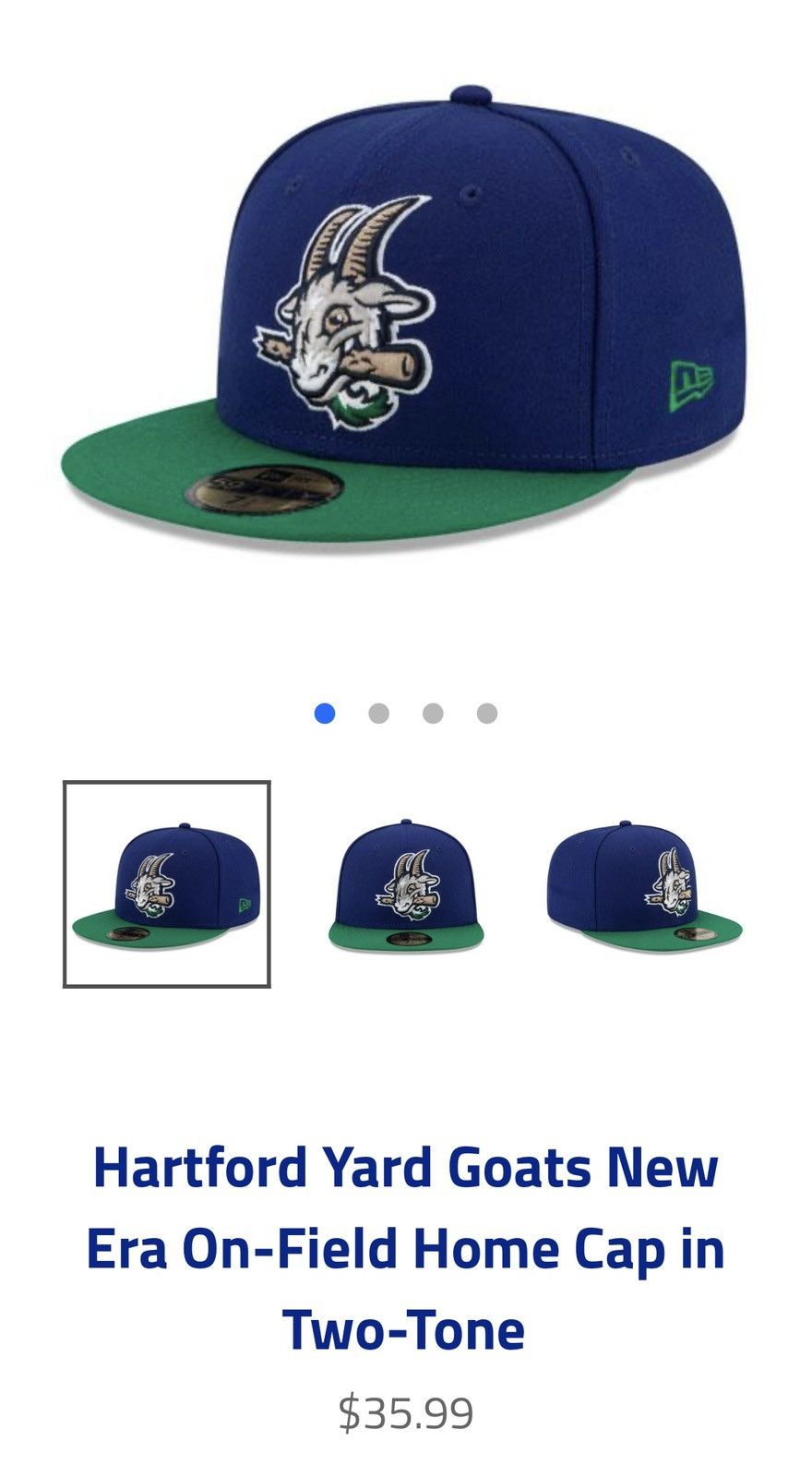 Hartford × MLB × New Era 6 7/8 Hartford Yard Goats New Era On-Field Home Cap Two-Tone Size ONE SIZE - 1 Thumbnail